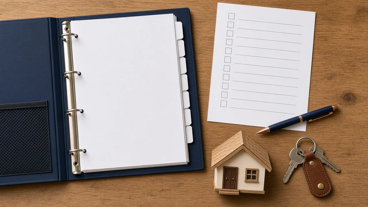 Ordner und Checkliste vor dem Kauf einer vermieteten Wohnung