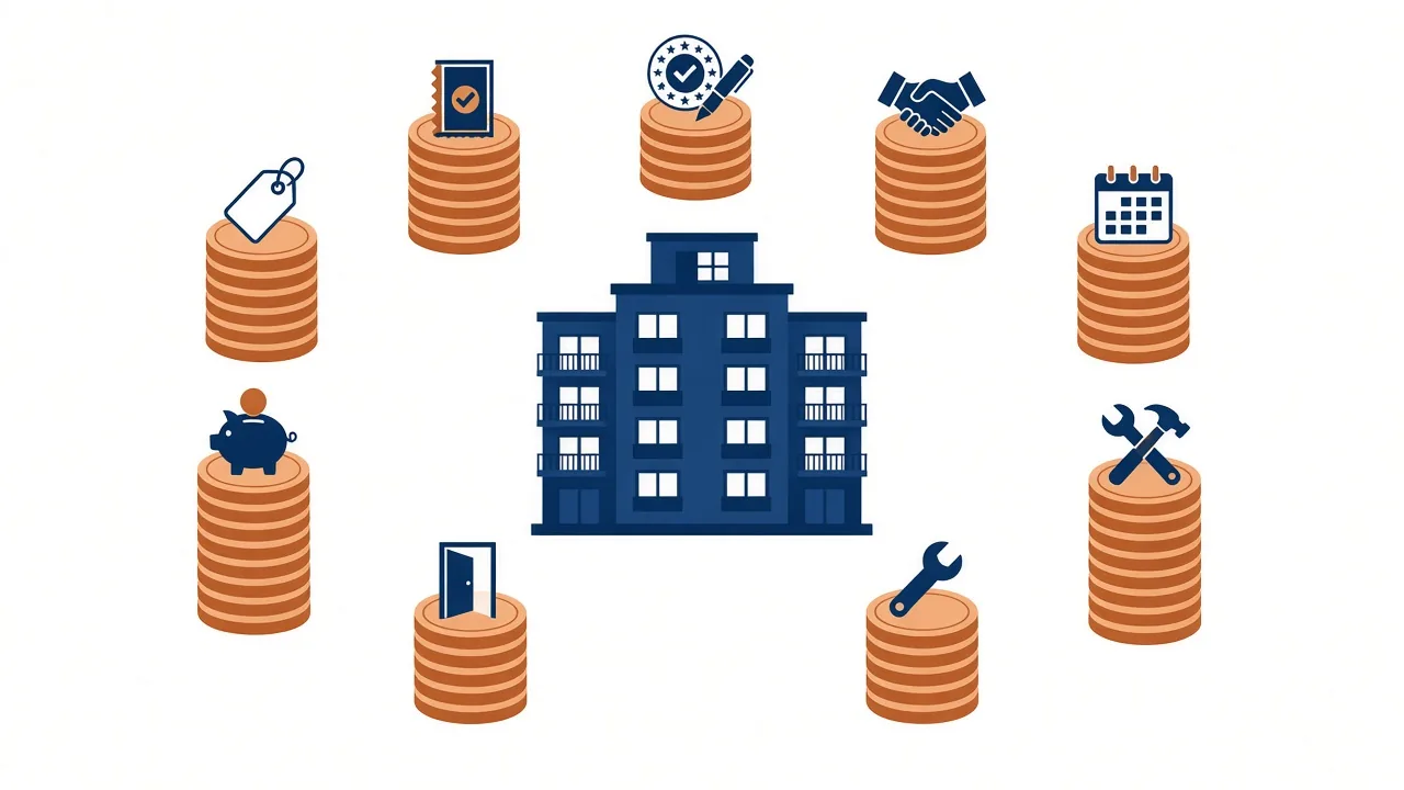 Infografik: Welche Kosten zusätzlich zum Kaufpreis einer Wohnung anfallen